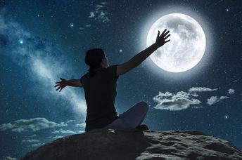 Woman moonbathing.