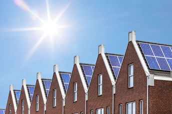 Newly built houses with solar panels.