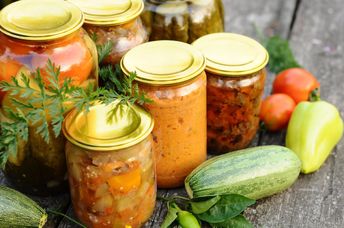 Home canning vegetables straight from the garden.