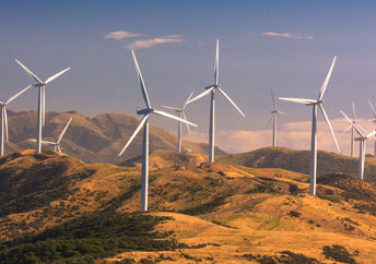 Wind turbines.