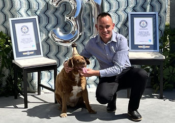 Bobi's and his owner at his 31st Birthday party.