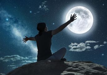 Woman moonbathing.