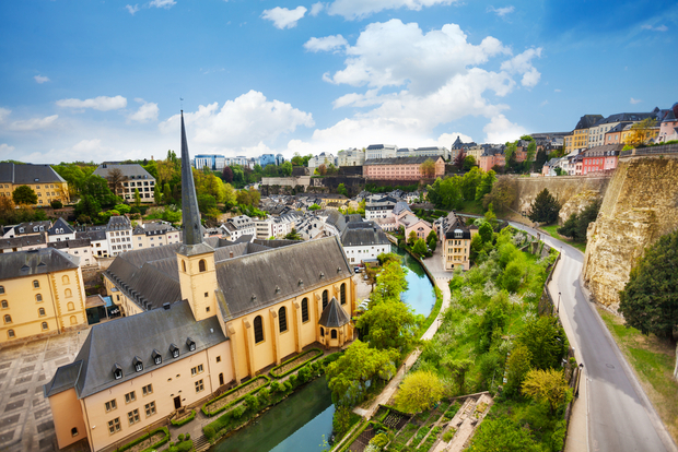 Top view of Abbey de Neumunster in Luxembourg Top view of Abbey de Neumunster in Luxembourg