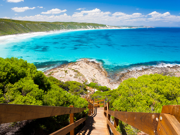 Wooden path at Observatory Point Great Ocean Drive Western Australia Wooden path at Observatory Point Great Ocean Drive Western Australia