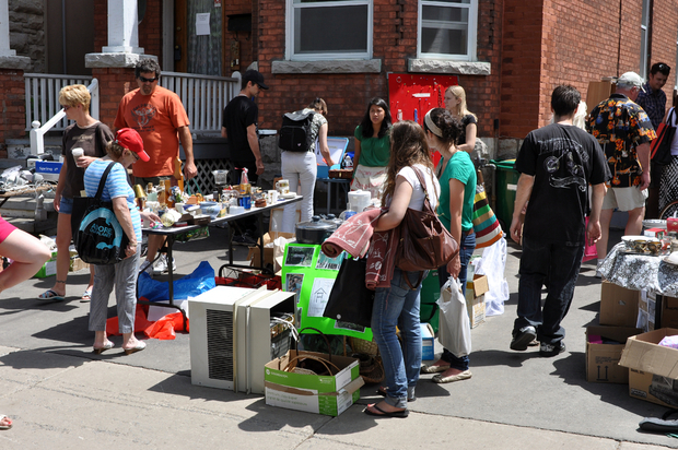 An neighborhood garage sale in Ottawa, Ontario (Paul McKinnon / Shutterstock.com) An neighborhood garage sale in Ottawa, Ontario (Paul McKinnon / Shutterstock.com)