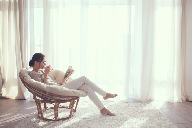 Woman reading at home