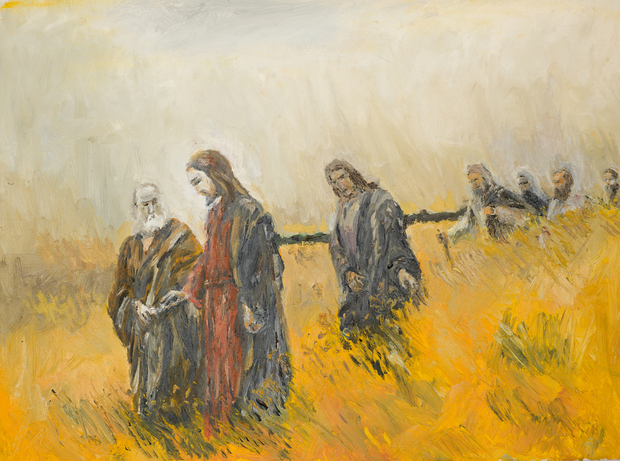 A classical depiction of Jesus and his followers