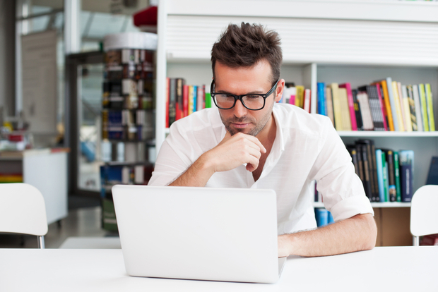 Man reading email Man reading email