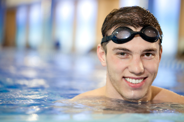 Optimistic happy swimmer