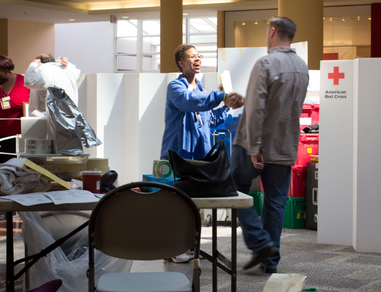 An American Red Cross blood drive in Garden City, New York