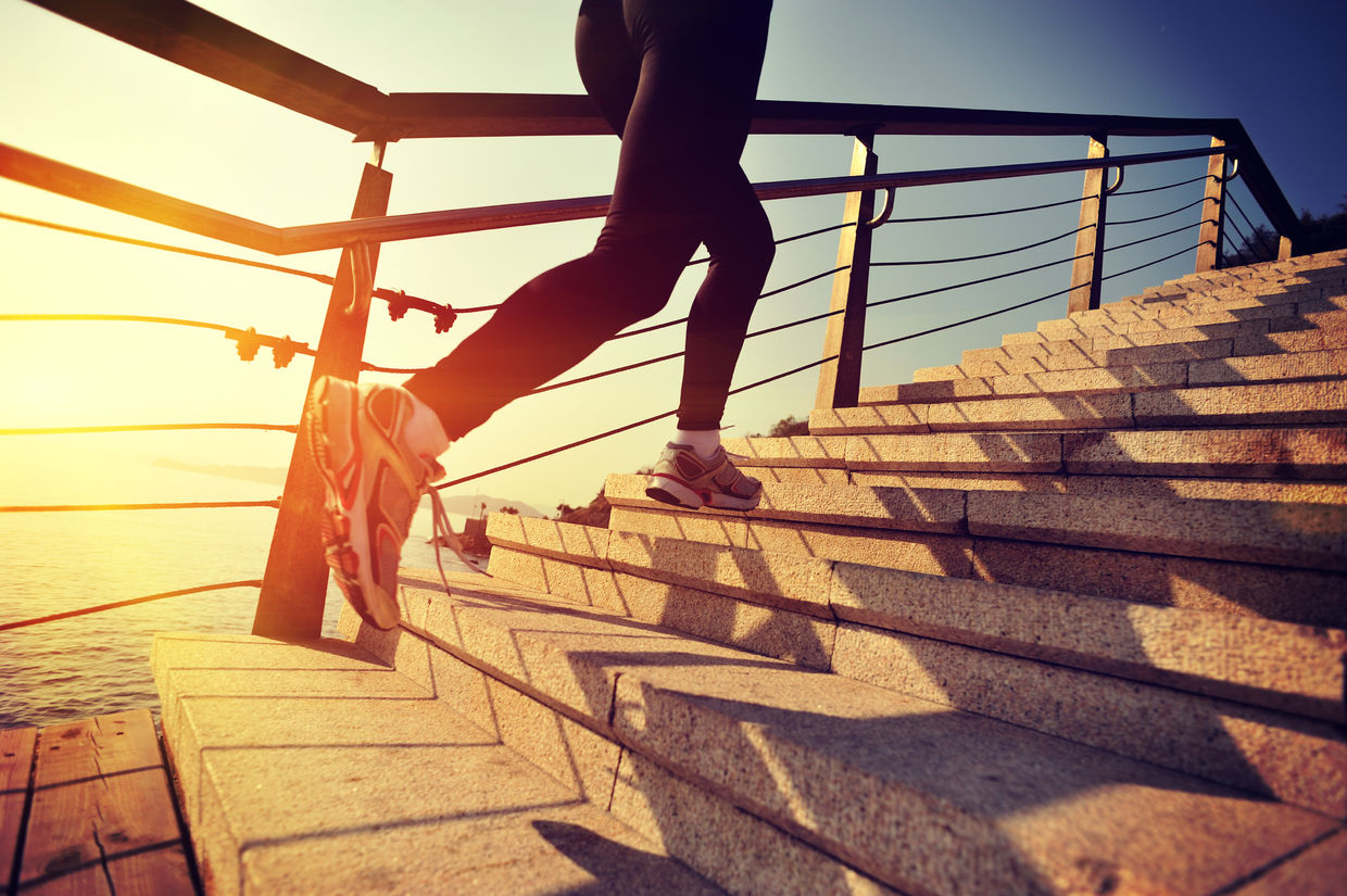 Running up stairs Running up stairs