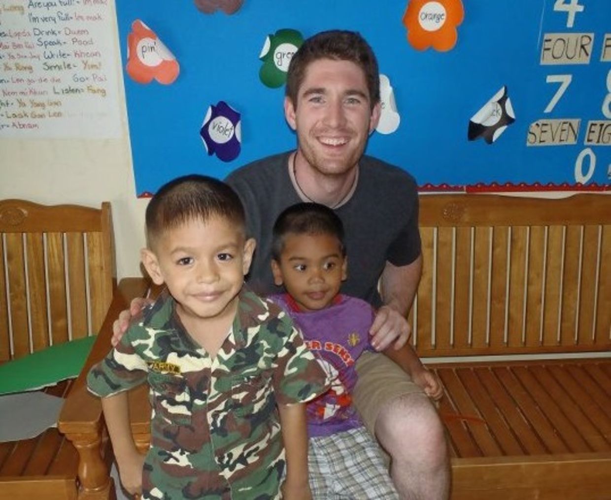 Christian Clark with children at daycare in Thailand (courtesy of Projects Abroad) Christian Clark with children at daycare in Thailand (courtesy of Projects Abroad)