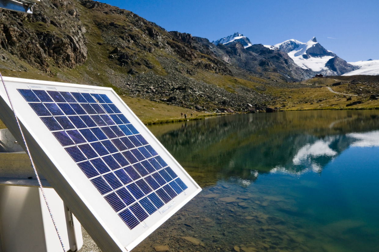 Solar panels in the Swiss alps Solar panels in the Swiss alps