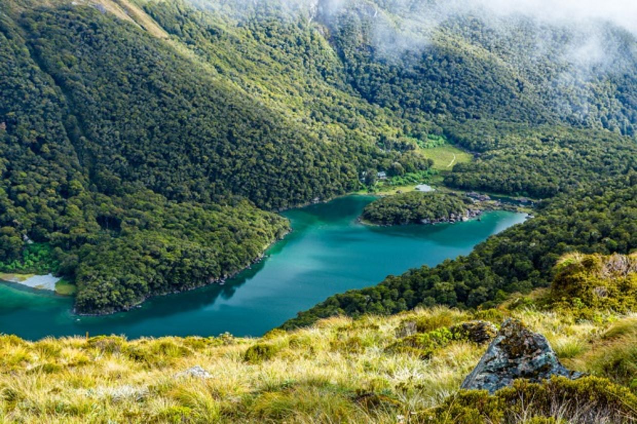 Lake McKenzie overlook, Routeburn track, South island of New Zealand Lake McKenzie overlook, Routeburn track, South island of New Zealand