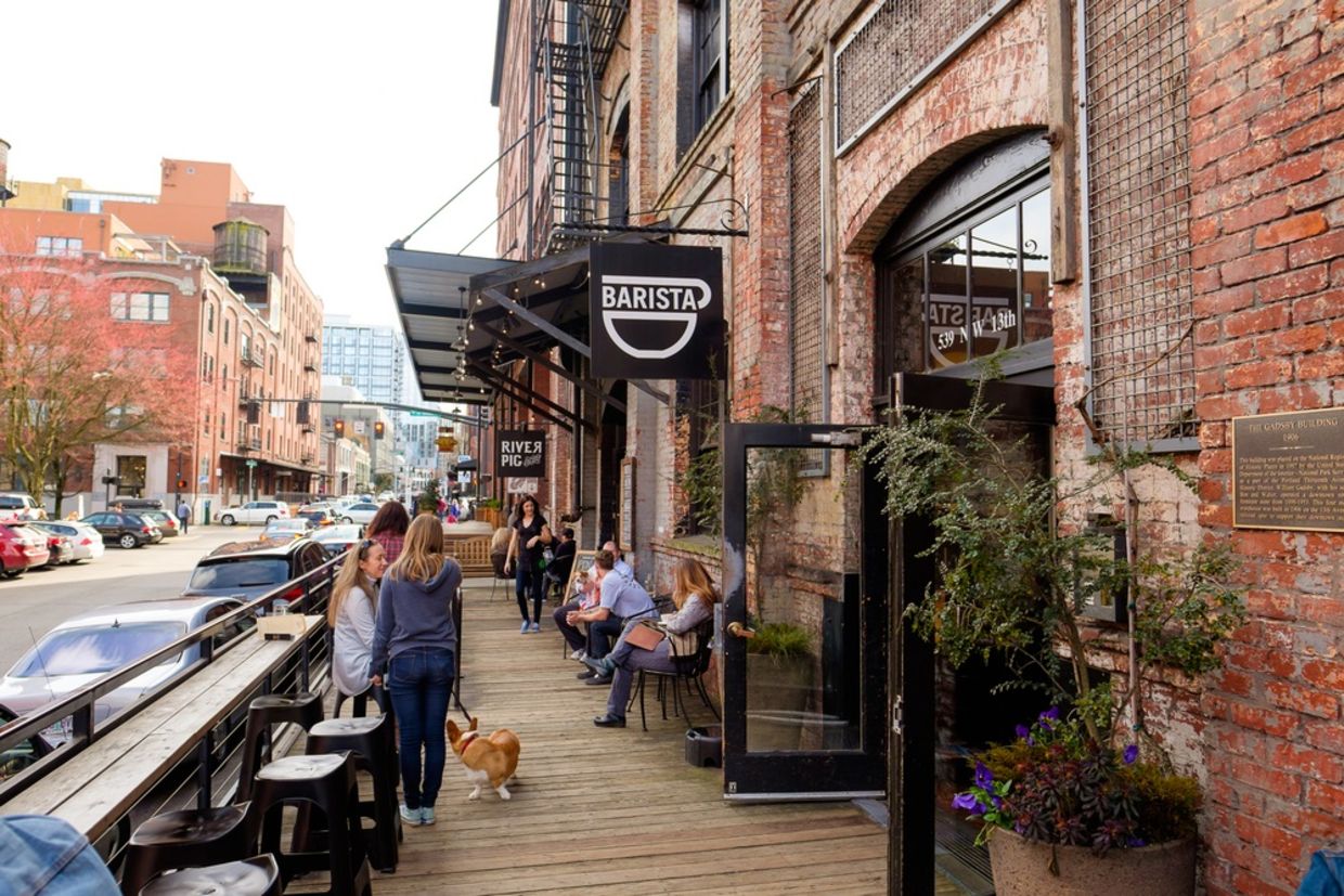 Barista coffee shop in the Pearl District of Portland Oregon.