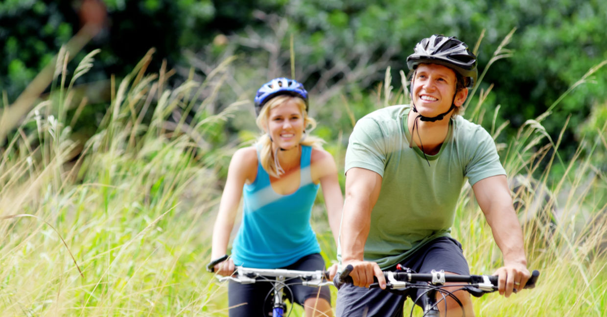Couple on bike ride Couple on bike ride