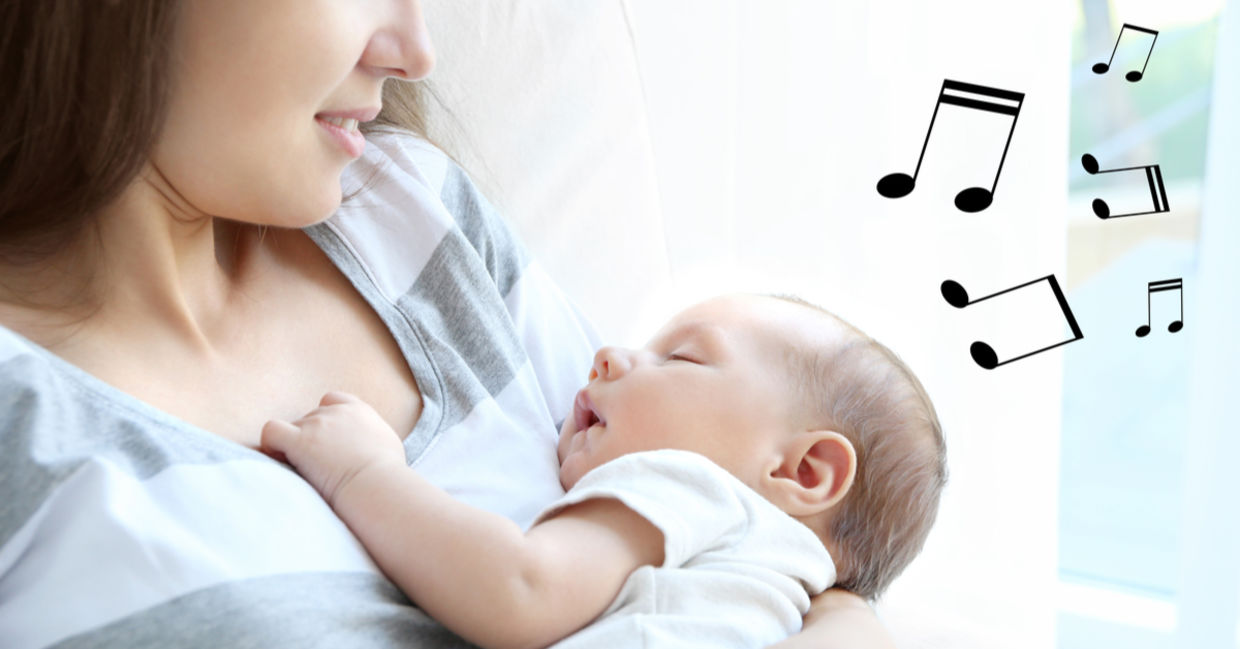 Young mother sings a lullaby to her baby. Young mother sings a lullaby to her baby.