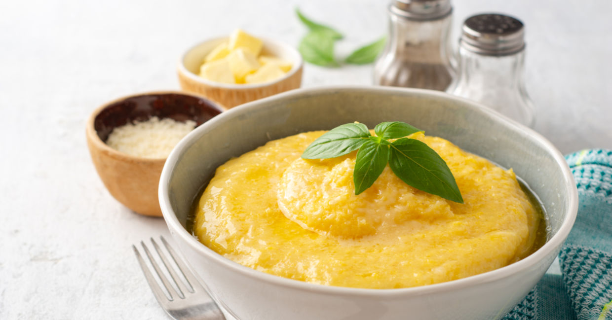 Hearty and satisfying sous vide polenta is served with parmesan and fresh parsley. Hearty and satisfying sous vide polenta is served with parmesan and fresh parsley.