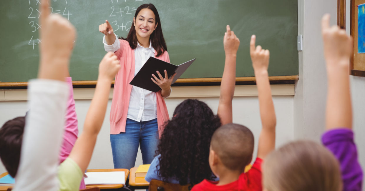 A teacher with engaged kids A teacher with engaged kids