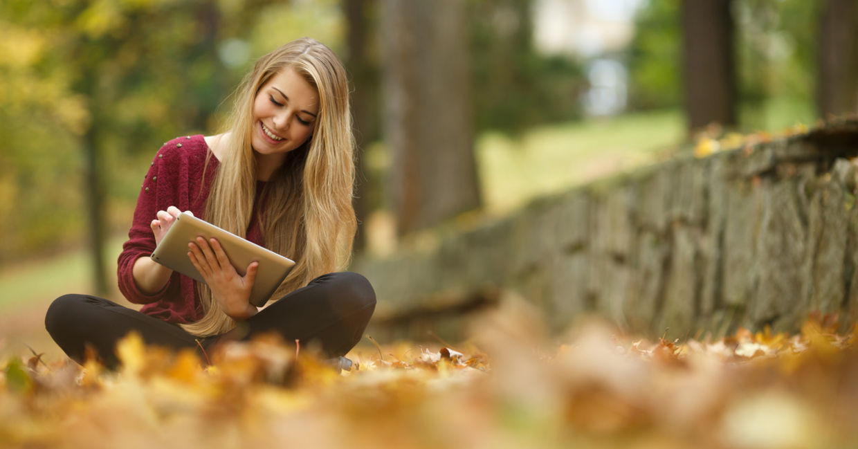 Using a tablet outdoors Using a tablet outdoors