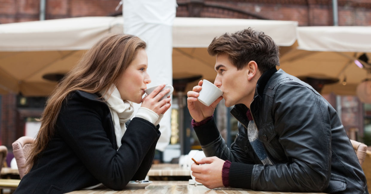 Man and woman drinking coffee relaxed Man and woman drinking coffee relaxed