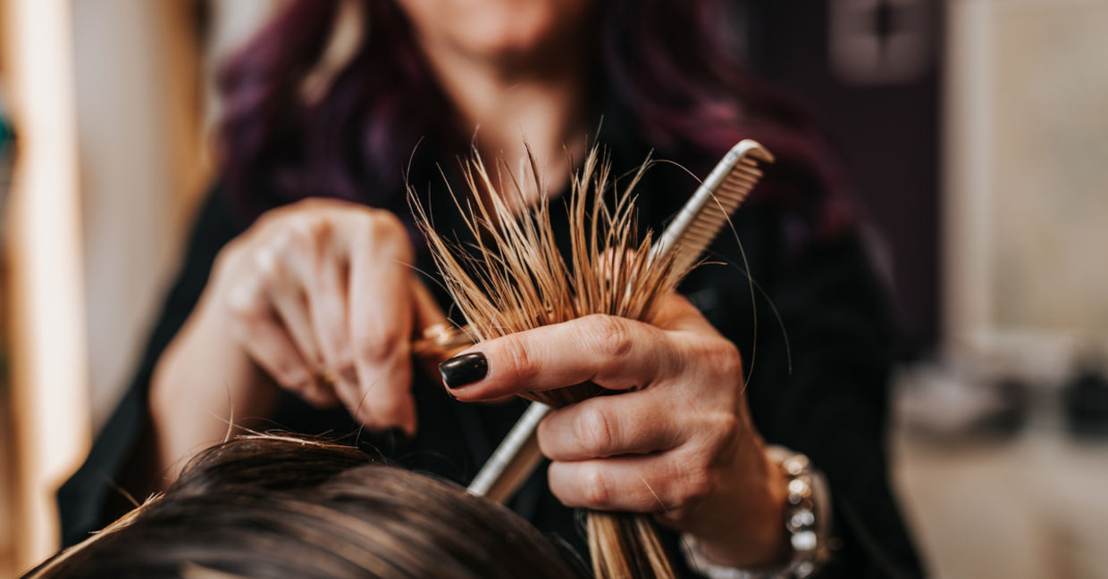 Woman gets a haircut Woman gets a haircut