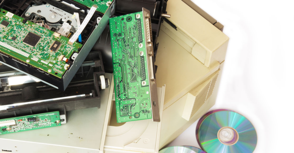 Computer drives ready for recycling Computer drives ready for recycling