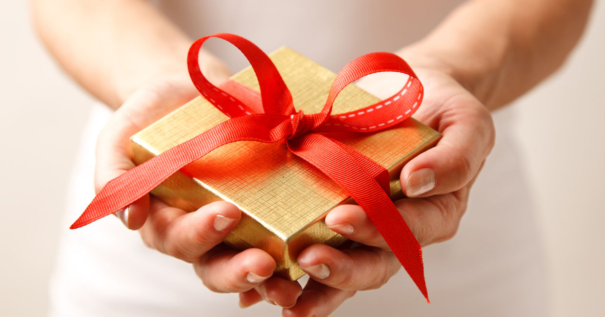 Giving a gift. Giving a gift.