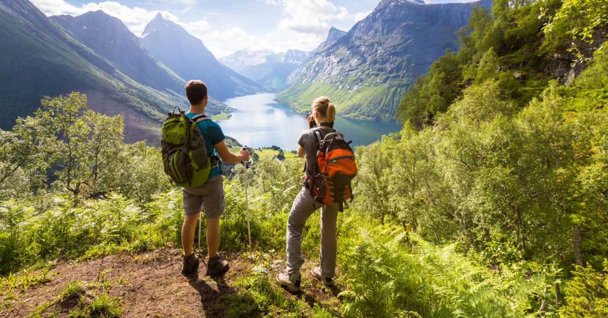 A couple hiking A couple hiking