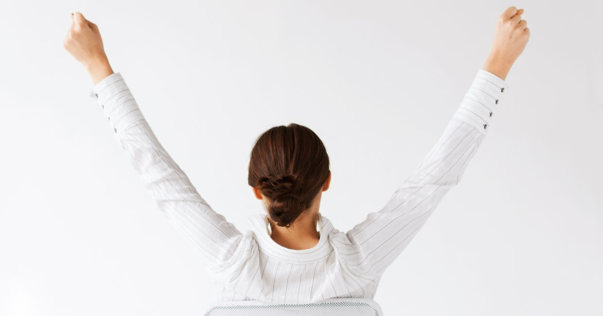 Office worker celebrating success