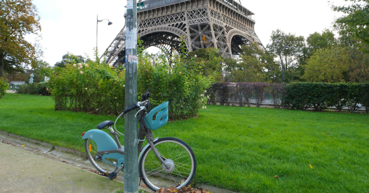 A e-bike in Paris, France. A e-bike in Paris, France.