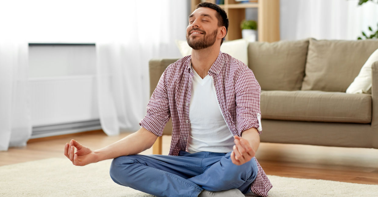 Meditating at home Meditating at home