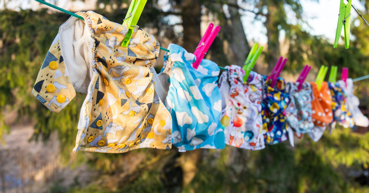 Hanging cloth diapers out to dry Hanging cloth diapers out to dry