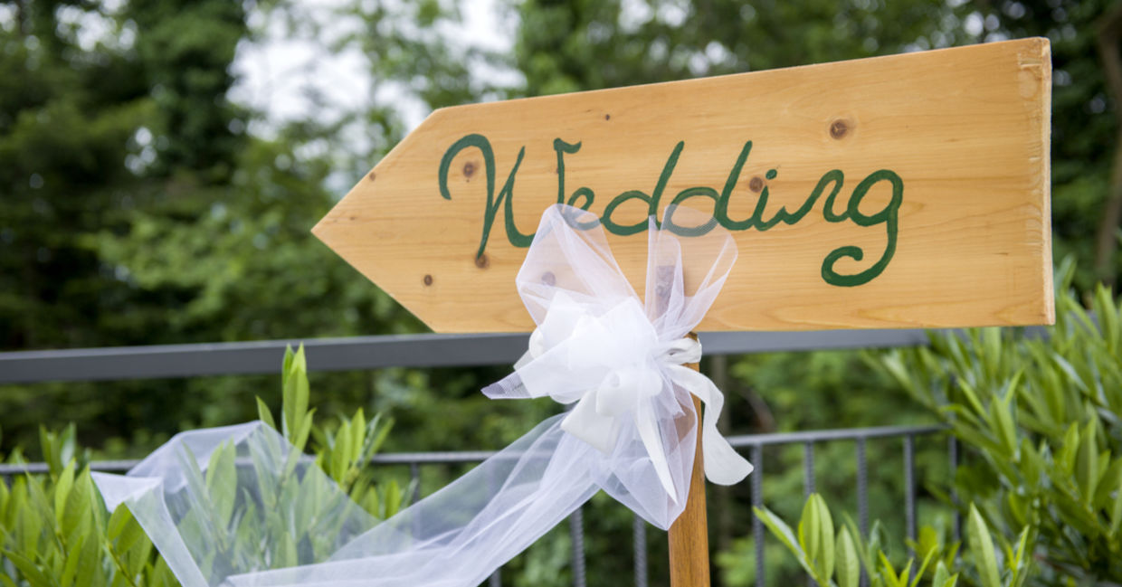 Outdoor wedding reception at a park. Outdoor wedding reception at a park.