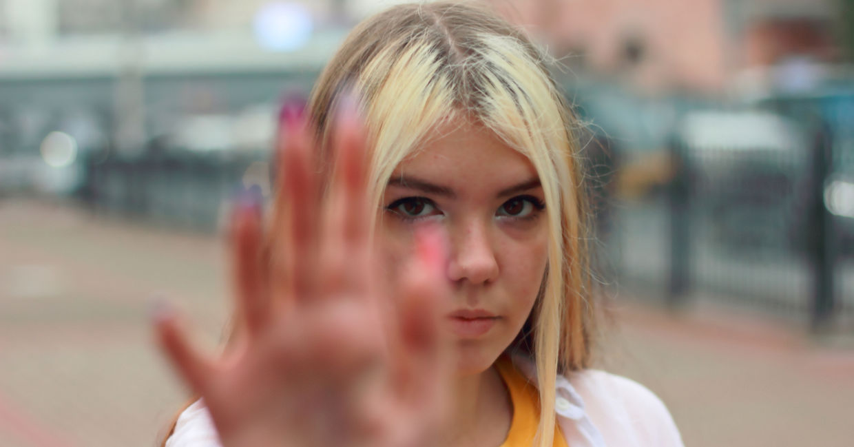 Assertive girl saying no to bullying. Assertive girl saying no to bullying.