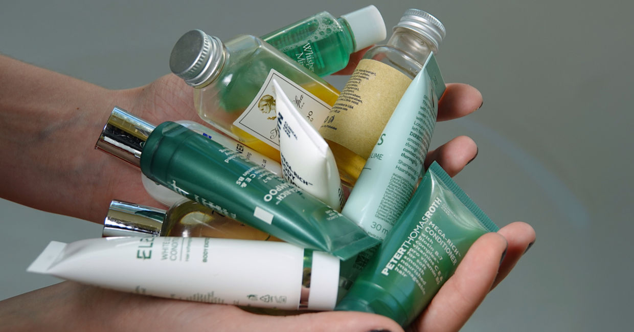 Mini-toiletry bottles like these will be phased out. Mini-toiletry bottles like these will be phased out.