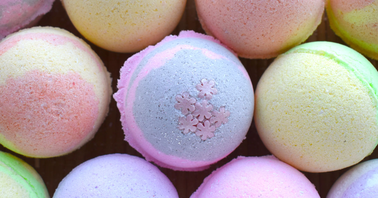 A colorful collection of bath bombs. A colorful collection of bath bombs.