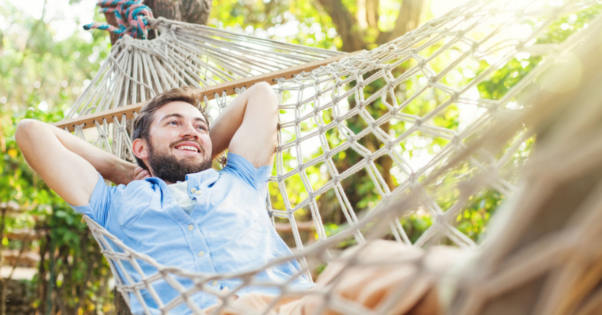 Relaxing in a hammock after a long day. Relaxing in a hammock after a long day.