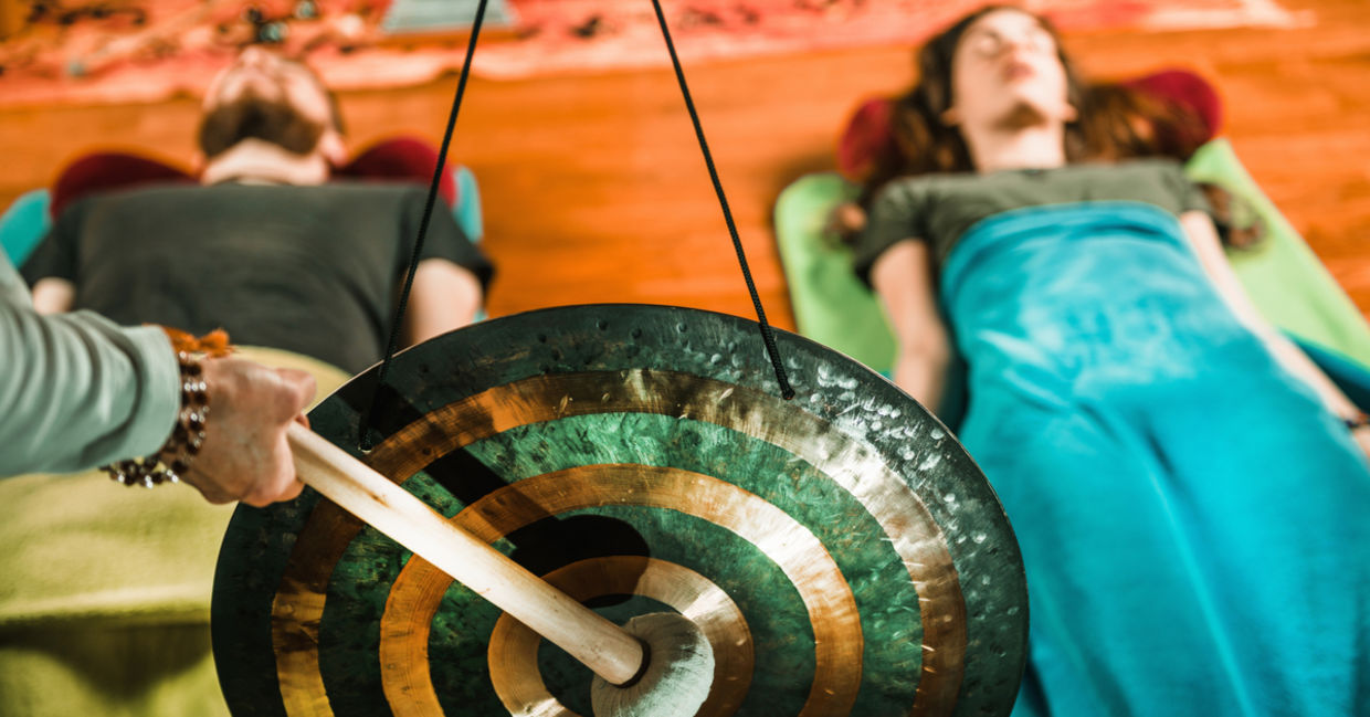 Gongs are used in sound meditation. Gongs are used in sound meditation.