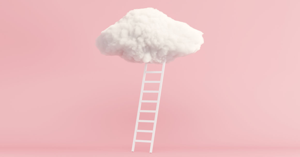 Stair With Cloud Floating to show improved creativity and productivity Stair With Cloud Floating to show improved creativity and productivity