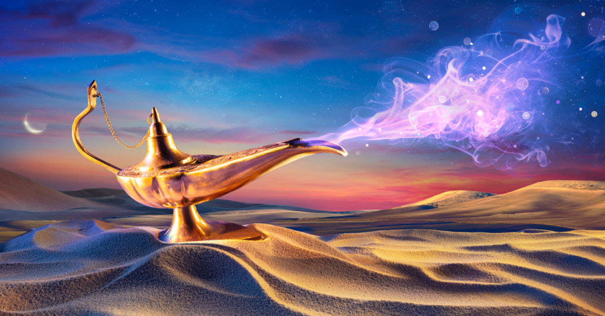 Magical genie lamp in a desert wafting an exotic oud fragrance. Magical genie lamp in a desert wafting an exotic oud fragrance.