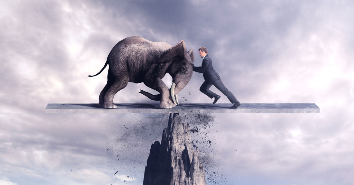 The image of a man pushing an elephant represents him learning from karma and opening up to kriya. The image of a man pushing an elephant represents him learning from karma and opening up to kriya.