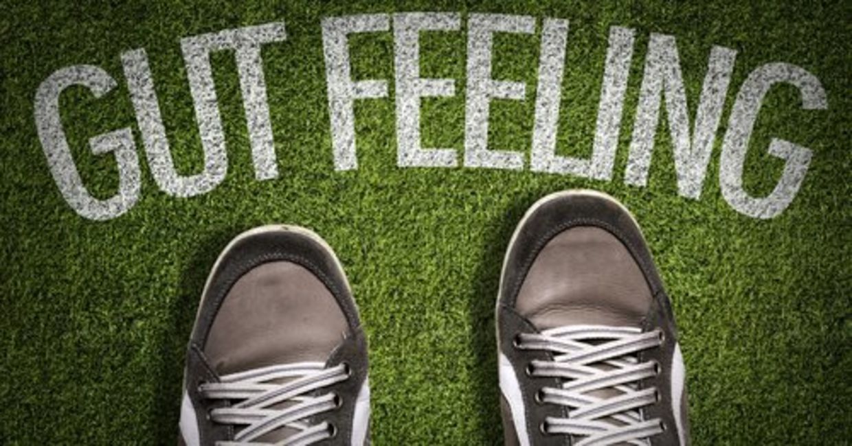 Sneakers in front of the words “Gut Feeling” denote follow your inner knowing! Sneakers in front of the words “Gut Feeling” denote follow your inner knowing!