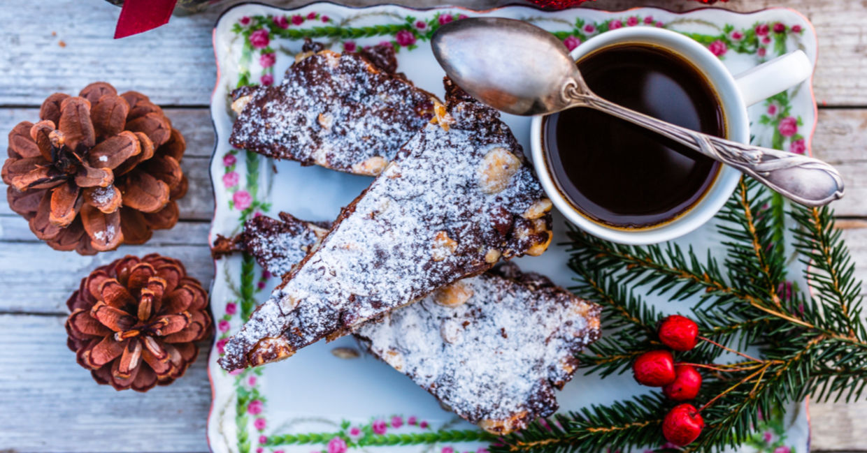 A traditional panforte di Siena, a Christmas dessert from Italy. A traditional panforte di Siena, a Christmas dessert from Italy.