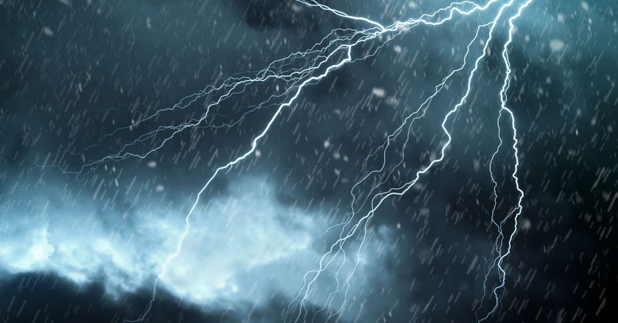 Lightning flashes in a snowstorm. Lightning flashes in a snowstorm.