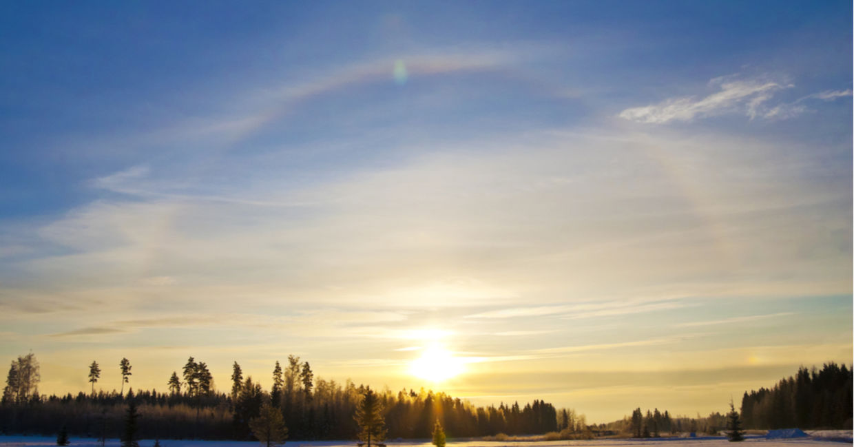 A gloriole surrounds the sun on a sunny winter day. A gloriole surrounds the sun on a sunny winter day.