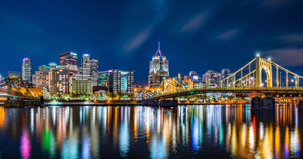 Pittsburgh skyline at night. Pittsburgh skyline at night.