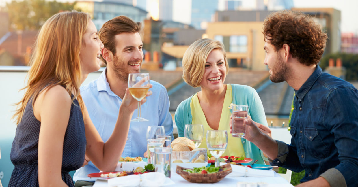 Eating out with friends. Eating out with friends.