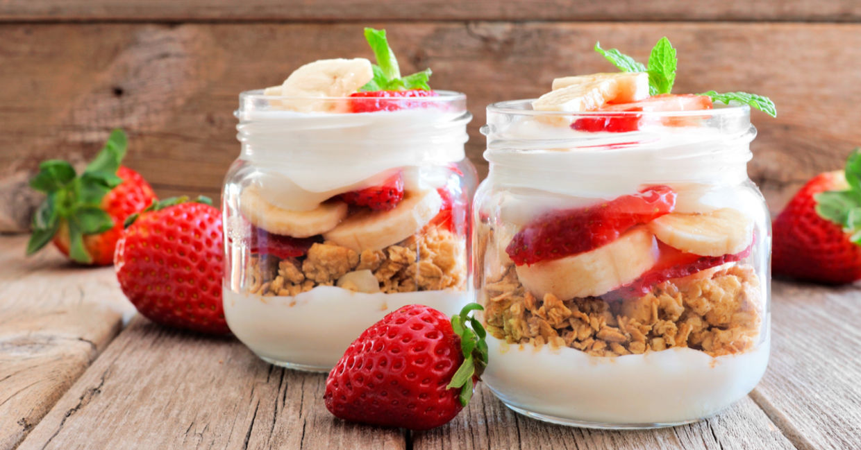Healthy strawberry yogurt with granola. Healthy strawberry yogurt with granola.