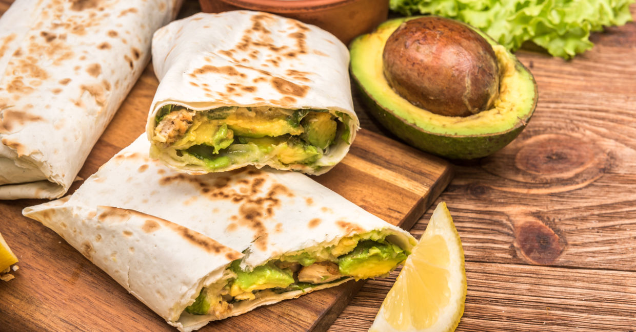 Healthy avocado wrap. Healthy avocado wrap.